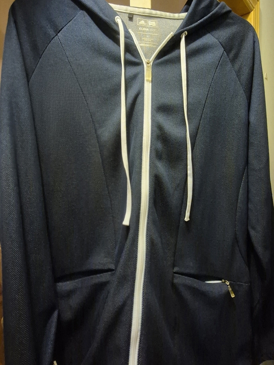 adidas Tops - Adidas Golf Women’s Navy Blue Full-Zip Hoodie Sweater With White Zipper.